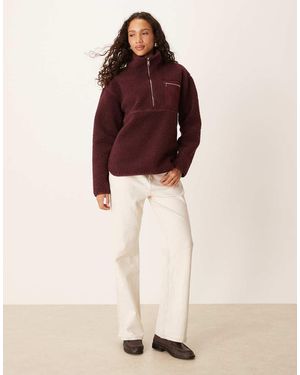 Threadbare Borg Fleece Met 1/4 Rits En Zakdetail - Rood