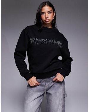 ASOS Weekend Collective Sweatshirt With Hotfix Diamante Graphic - Blue