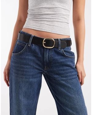 Pieces Chunky Gold Buckle Belt - Blue