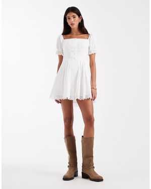 Daisy Street Square Neck Corset Style Mini Dress - White