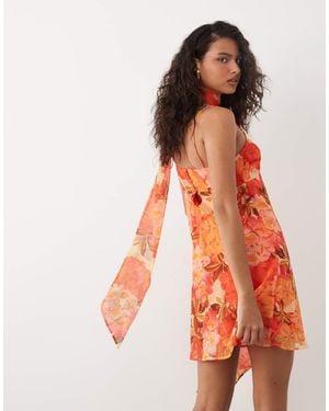 ASOS Cami Mini Dress With Scarf - Orange