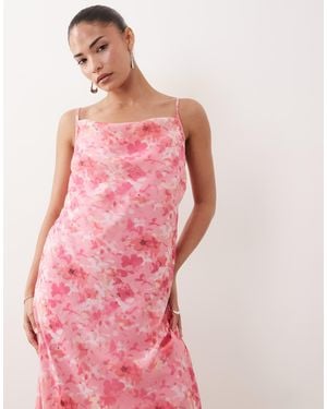 Vero Moda – smilla – midi-trägerkleid aus chiffon - Pink