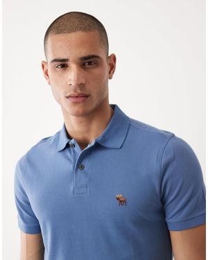 Abercrombie & Fitch – kurzärmliges polohemd - Blau