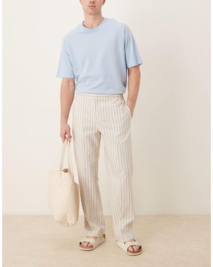 ASOS Smart Straight Leg Cotton Blend Pants - Natural