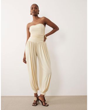 TFNC London Slinky Bandeau Hareem Pant Jumpsuit - Natural