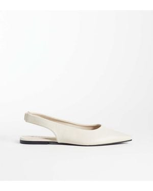 SEQWL Wide Fit Scar Sling Back Pointed Ballet Flats - White