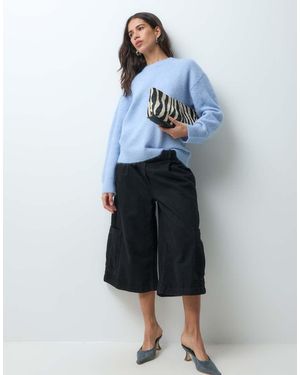 New Look Trui Met Ronde Hals En Fluffy Afwerking - Blauw