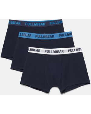 Pull&Bear – 3-pack boxershorts - Blau