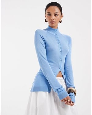 ASOS Gilet en maille fine transparente à col cheminée - Bleu