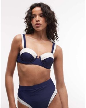 River Island Top Bikini A Balconcino Color Block - Blu
