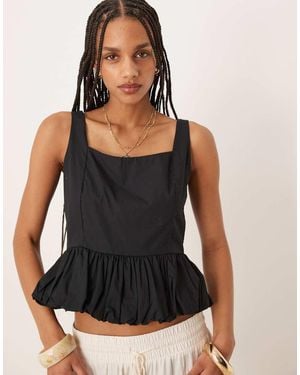 Abercrombie & Fitch Bubble Hem Top - Black