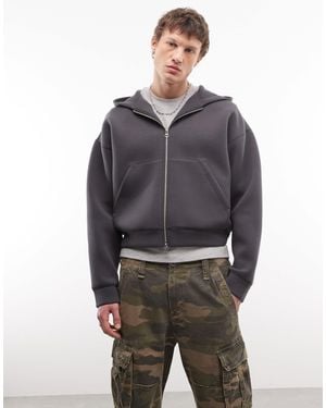 Weekday Simon Scub-style Graphic Zip Through Hoodie - Gray
