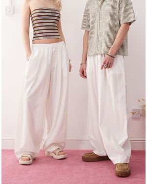 Collusion Unisex Woven Balloon Pant With Linen - Pink