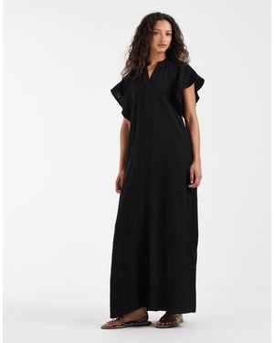 ONLY Maxi Cheesecloth Dress With Flutter Sleeves - Black