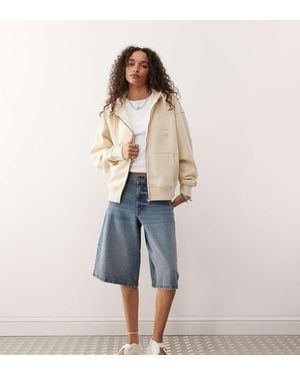 Collusion Zip Through Boxy Hoodie - Blue