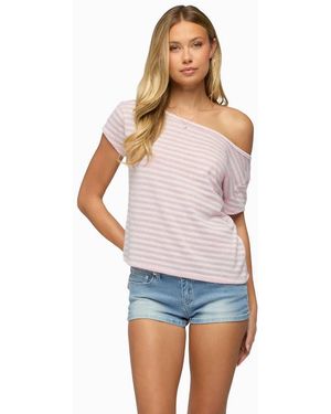Edikted Chanelle Off Shoulder Striped Top - White