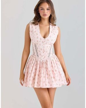 House Of Cb Carmel Stretch Cotton Floral Print Mini Dress - Pink
