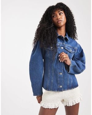Miss Selfridge Fitted Corset Denim Shirt - Blue