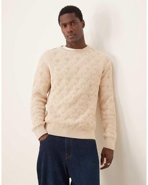SELECTED Crew Heavy Structure Knit Jumper - Natural