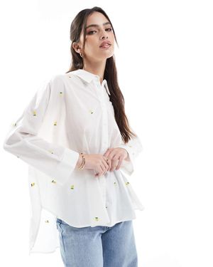 ONLY Boxy Shirt With Lemon Embroidery - White