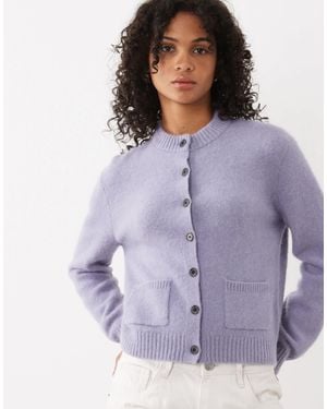 ARKET Alpaca And Wool Blend Round Neck Cardigan - Purple