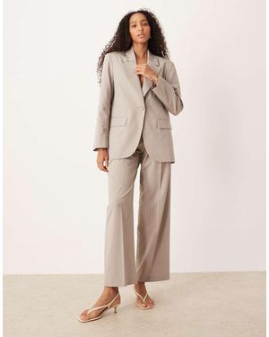 ASOS Wide Leg Trousers With Pleat Detail Co-ord - Natural