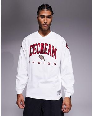 ICECREAM Design Long Sleeve V Neck Jersey - Grey
