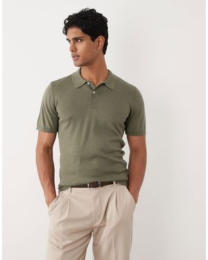 Blend Cotton Knitted Regular Fit Polo - Green