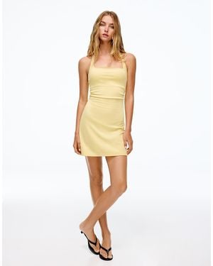 Bershka Mini Halter Neck Dress - Natural