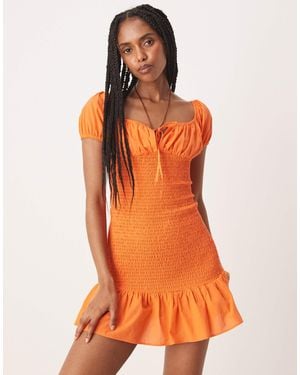 ASOS – gesmoktes minikleid - Orange