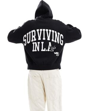 Bershka La Back Printed Hoodie - Black