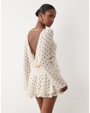 Oh Polly High Neck Draped Backless Cowl Back Mini Dress - White