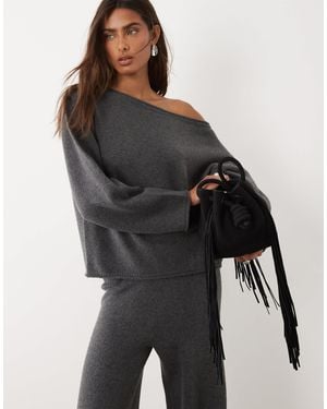 ASOS Slouchy Off The Shoulder With Wool - Black