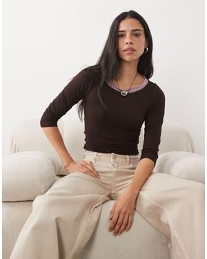 Motel Yones Double Layer Long Sleeve Top - Brown