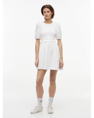 Tommy Hilfiger Back Tie Smock Slim Poplin Mini Dress - White