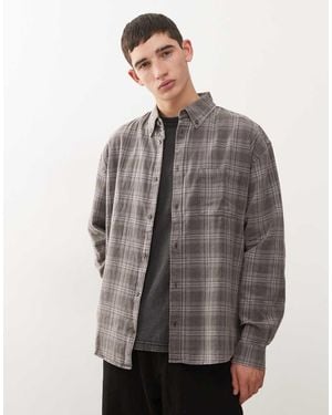 Weekday Long Sleeve Flannel Shirt - Grey