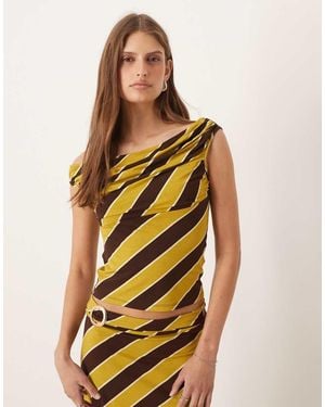 Motel Maurisia Off-shoulder Striped Top - Yellow