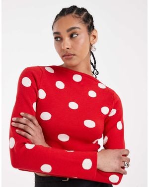 ASOS Fijngebreide Top Met Rechte Hals - Rood