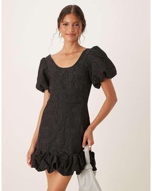 Sister Jane Vestido Corto Con Bajo Abombado Y Mangas Abullonadas De - Negro