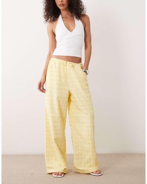 Never Fully Dressed Ellie Drawstring Studded Wide Leg Pants - Natural