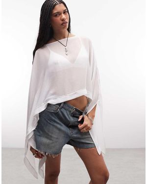 Reclaimed Vintage Soft Cape Top With Asymmetric Hem And Matching Scarf - White
