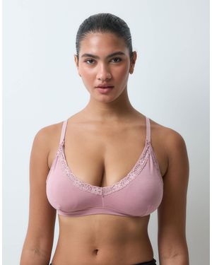 Mama.licious Mamalicious Maternity Nursing Function Lace Trim Bra Set - Pink