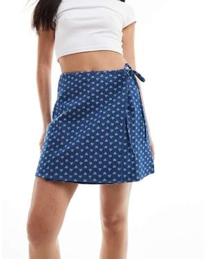 Pieces Denim Wrap Skirt - Blue