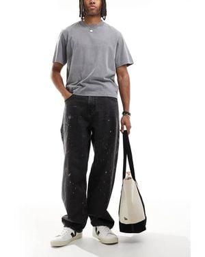 Hollister Vaqueros Lavado De Corte Skater Holgado De - Negro