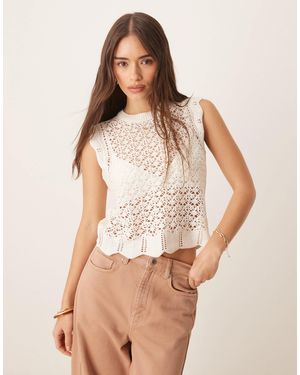 Jdy Crochet Open Knit Tank Top - Natural