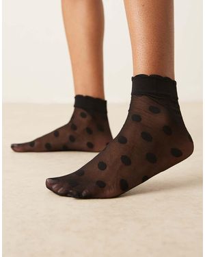 ASOS Calcetines Tobilleros Negros Transparentes Con Estampado De Lunares Y Volante Superior De - Neutro