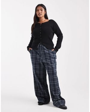 ASOS Asos Design Curve Wide Leg Tie Waist Pants - Blue