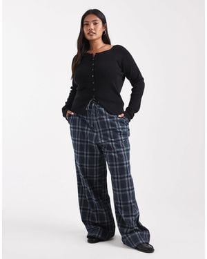 ASOS Curve – karierte, gebürstete hose - Blau