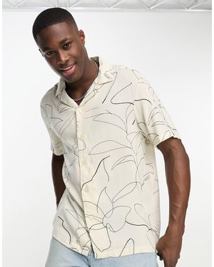 River Island – hemd mit reverskragen und blumenmuster - Weiß