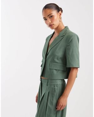 Vero Moda Cropped kurzärmliger blazer im anzugstil als kombiteil - Grün